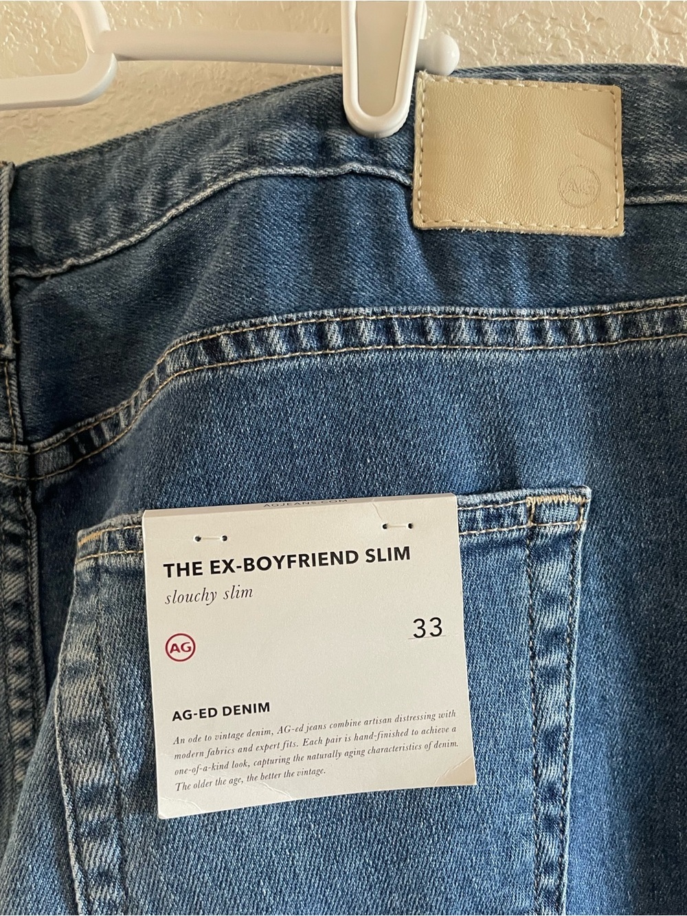 AG Adriano Goldschmied Ex-Boyfriend Slouchy Slim Jeans NWT Plus Size 33 - Picture 3 of 9